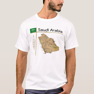 Saudi Arabia Map + Flag + Title T-Shirt