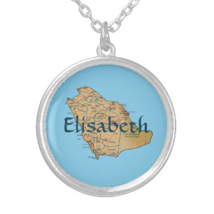 Saudi Arabia Map + Name Necklace