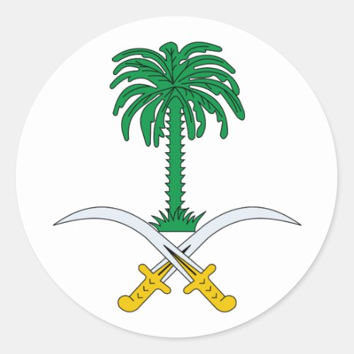 Saudi Arabia Official Coat Of Arms Heraldry Symbol Classic Round Sticker