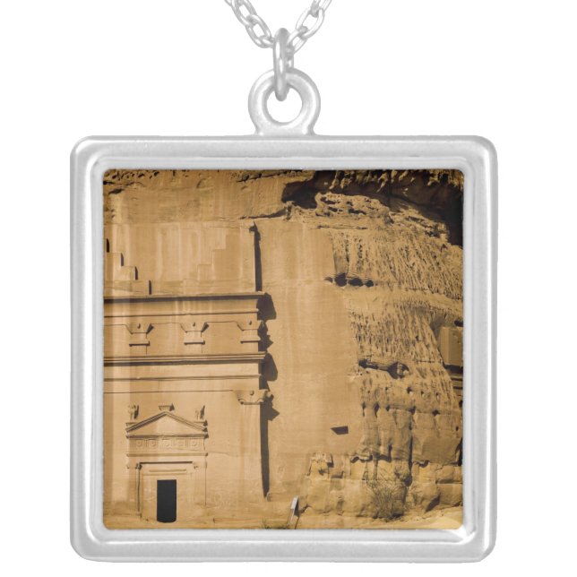 Saudi Arabia, site of Madain Saleh, ancient 3 Silver Plated Necklace (Front)
