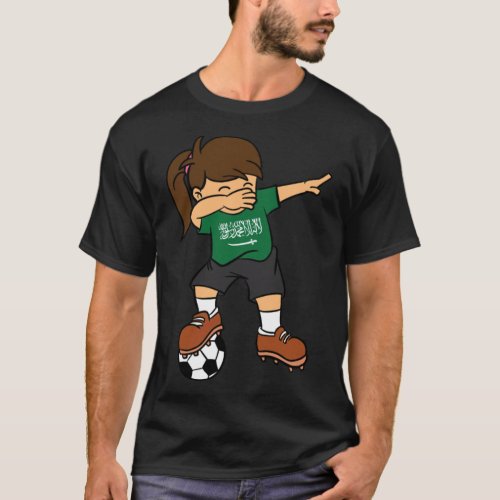 Saudi Arabia Soccer Ball Dabbing Girl i love tenni T_Shirt
