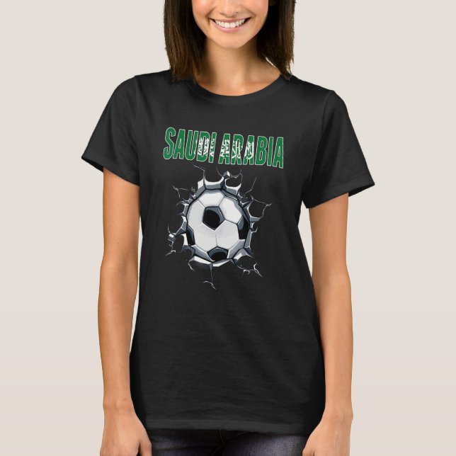 Saudi Arabia Soccer Fans - Saudi Football In Crack T-Shirt (Front)