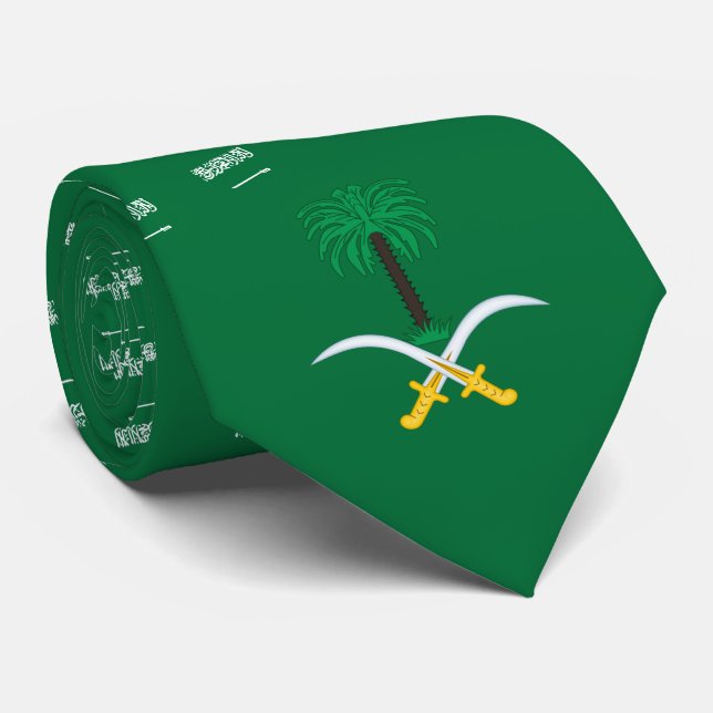Saudi Arabian Flag & Emblem, Flag of Saudi Arabia Neck Tie (Rolled)