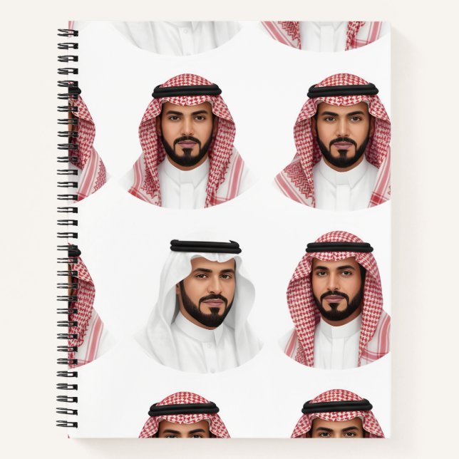 Saudi Arabian Men Portrait Pattern Notebook (Front)