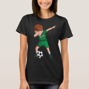 Saudi Dabbing Soccer Boy Saudi Arabia Flag Footbal T-Shirt