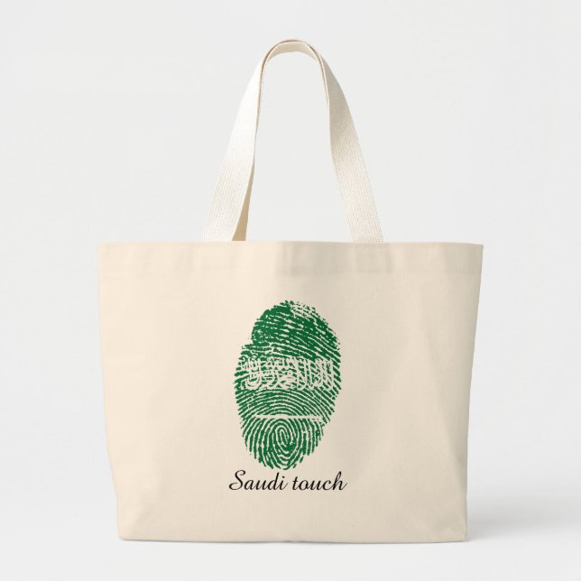 Saudi touch fingerprint flag large tote bag (Front)