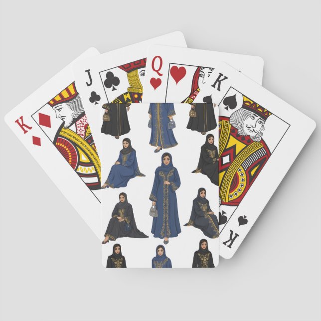Saudi Women in Colorful Abayas Pattern Poker Cards (Back)