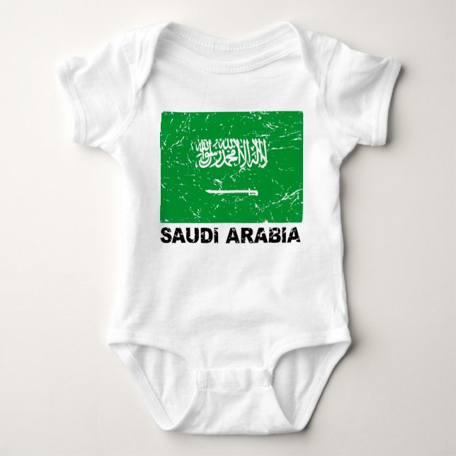 Saudia Arabia Vintage Flag Baby Bodysuit (Front)
