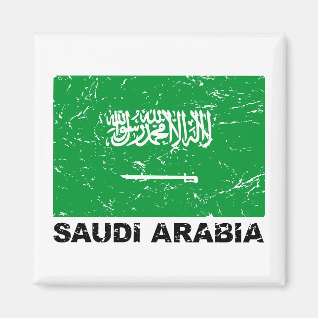 Saudia Arabia Vintage Flag Magnet (Front)
