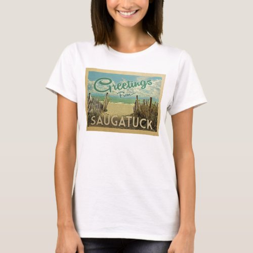 Saugatuck Beach Vintage Travel T_Shirt