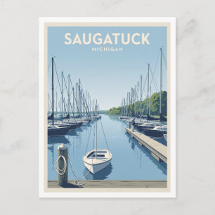 Saugatuck Harbor and Kalamazoo River Michigan Postcard