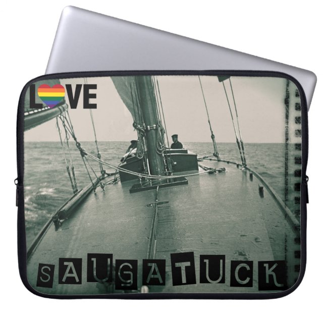 Saugatuck Michigan Sailing  Rainbow Vintage 1910 Laptop Sleeve (Front)