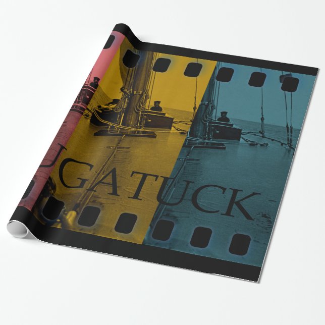 Saugatuck Michigan Sailing  Rainbow Vintage Wrapping Paper (Unrolled)