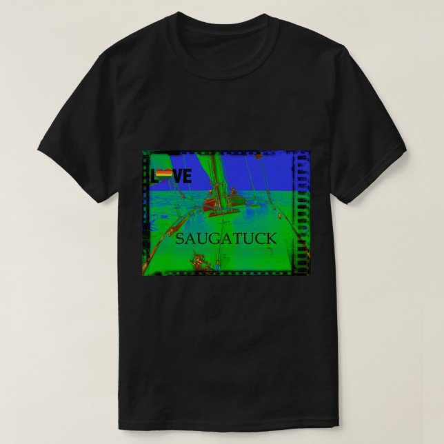 Saugatuck Michigan Sailing Shirt Rainbow Vintage (Design Front)