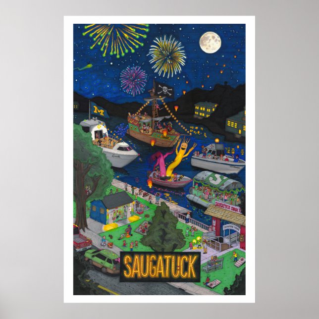 Saugatuck (Night) Large Poster (Front)