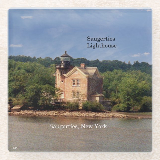 Saugerties Lighthouse glass coasters (Front)
