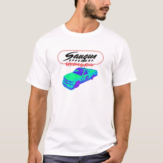 Saugus speedway supertruck light T shirt (Front)