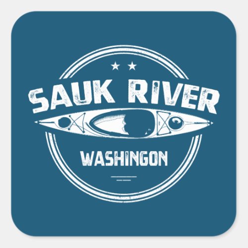 Sauk River Washington Kayaking Square Sticker
