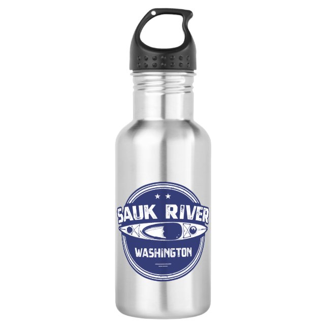 Sauk River Washington Kayaking Stainless Steel Water Bottle (Front)