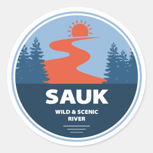 Sauk Wild And Scenic River Washington Classic Round Sticker