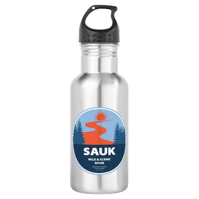 Sauk Wild And Scenic River Washington Stainless Steel Water Bottle (Front)