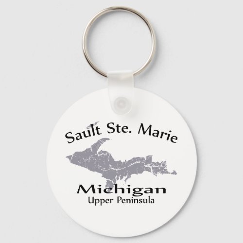 Sault Ste Marie Michigan Map Design Key Keychain