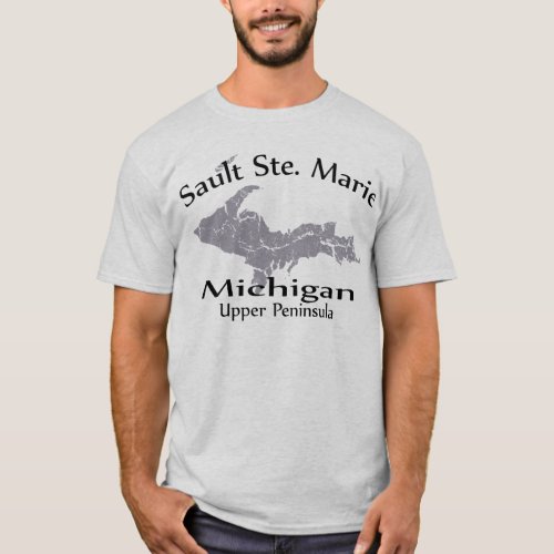 Sault Ste Marie Michigan Map Design T_shirt