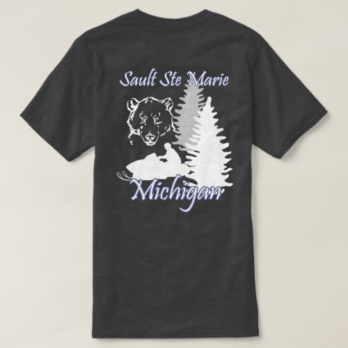 Sault Ste Marie Michigan Snowmobile Bear Charcoal T_Shirt