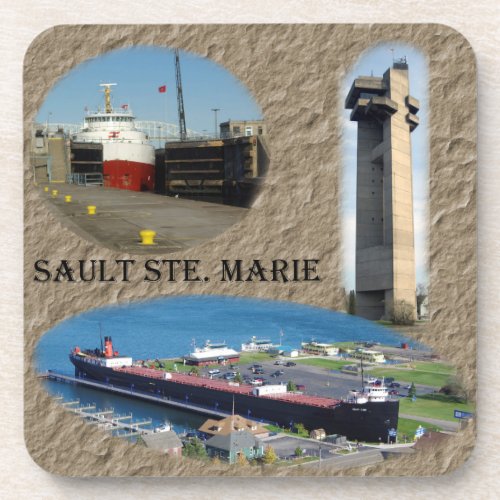 Sault Ste Marie set of 6 plastic coasters
