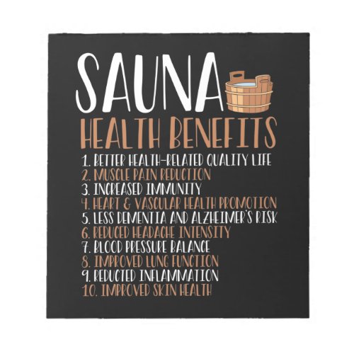 Sauna health benefits notepad