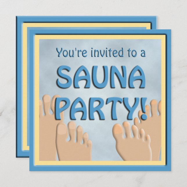 Sauna Party Funny Feet Cute Invitation (Front/Back)