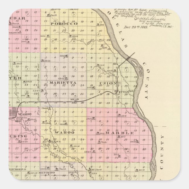 Saunders County, Nebraska Square Sticker (Front)