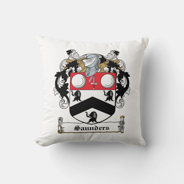 Saunders Family Crest Throw Pillow (Front)