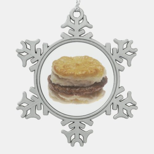 Sausage Biscuit Snowflake Pewter Christmas Ornament