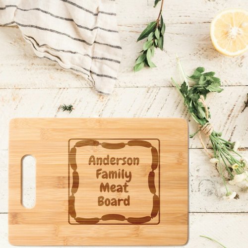 Sausage Chain Border Family Name Meat Cutting Board