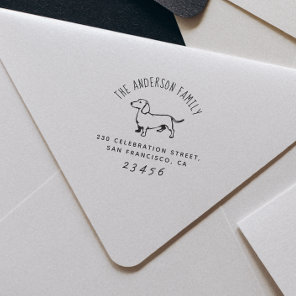 Sausage Dog | Custom Family Name & Return Address Self-inking Stamp