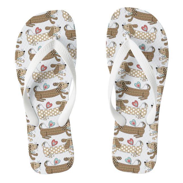 Sausage Dog Dachshund Flip Flops Beach Footwear (Footbed)