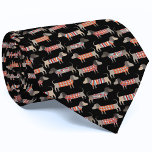 Sausage Dog Dachshund Pattern Neck Tie<br><div class="desc">Fun dachshund wiener dog pattern on a black background. Perfect for pet lovers and dog dads.</div>