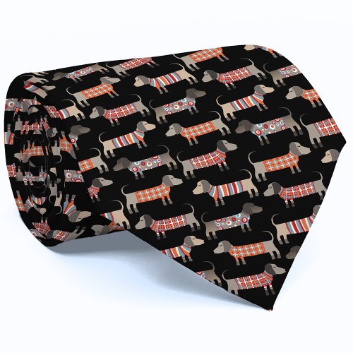 Sausage Dog Dachshund Pattern Neck Tie