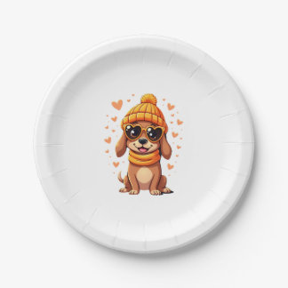 Sausage Dog Heart Doxie Girl Valentine's Day Women Paper Plates