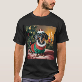 Sausage Dog in Christmas Jumper T-Shirt