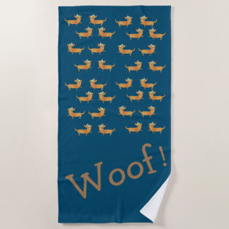 Sausage dog pattern beach towel
