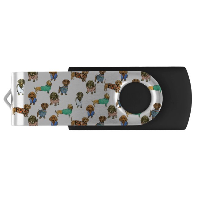 Sausage dogs / dachshunds with jumpers USB flash drive (Back)