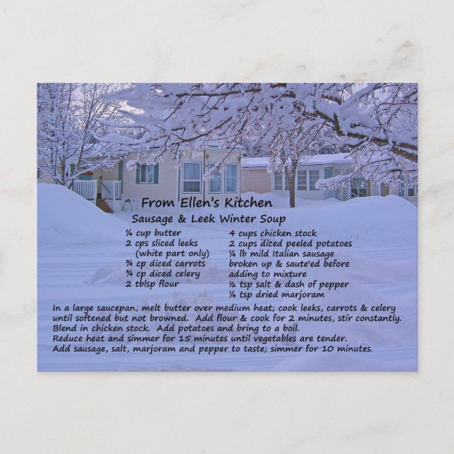 Sausage & Leek Soup Recipe Postcard (Front)