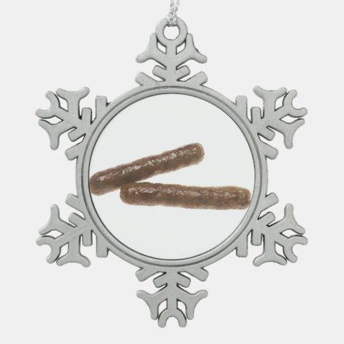 Sausage Links Snowflake Pewter Christmas Ornament