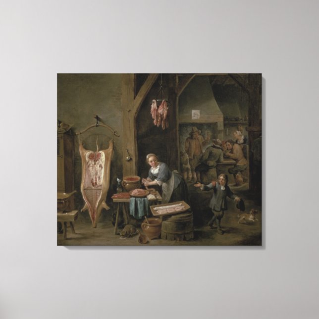 Sausage-making, 1651 canvas print (Front)