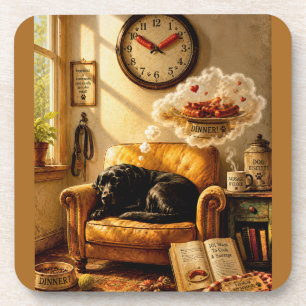 Sausage O’Clock Dreamtime – Surreal Dog Art Beverage Coaster