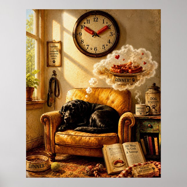 Sausage O’Clock Dreamtime – Surreal Dog Art Poster (Front)