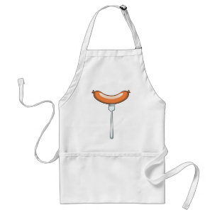 Sausage on a fork adult apron