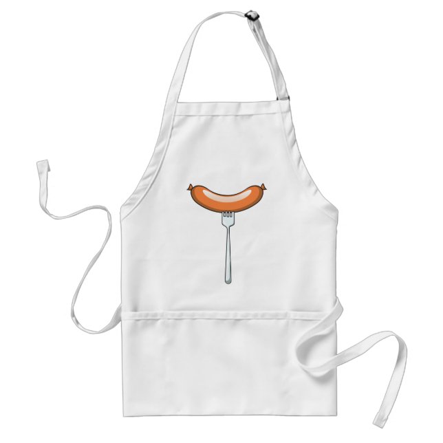 Sausage on a fork adult apron (Front)